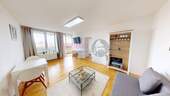 Wohnzimmer - Modernes Wohnen. Möblierte 2 Zimmer Wohnung mit Blick über München frei ab 01.02.2026