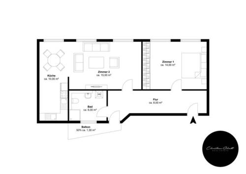 Calvinstr. 4, 1. OG links - Etage 1, Ansicht 1, Schnitt 1, Einheit 1 - TNKMXE - 