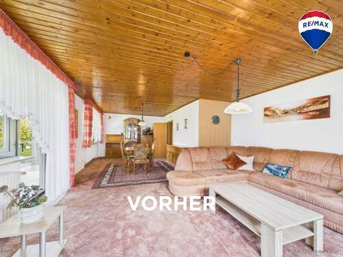 RE/MAX Immobilien DeLux Einfamilienhaus Merzig-Besseringen Wohn- und Esszimmer vorher - 