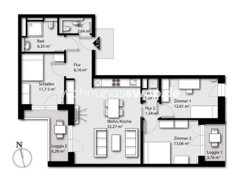 Bild 2 - 4 Zimmer Etagenwohnung zur Miete in Hamburg