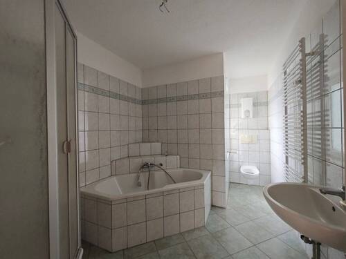 Tageslichtbad mit Wanne und Dusche - 