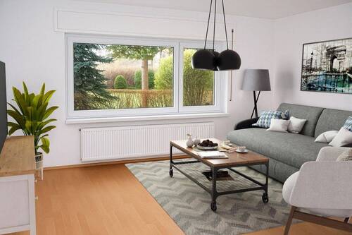 Wohnzimmer, Raumstil optimiert - 1 Zimmer Etagenwohnung zum Kaufen in Karlsruhe