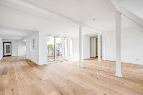 Wohnung 17 Wohnen Durchgang Küche - Exklusive 4-Zimmer-DG-Wohnung mit Kaminanschluss & Terrassen - historischer Charme, moderner Luxus!