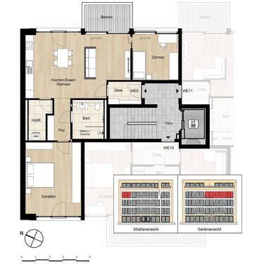 Grundriss WE 9 - WE 9: 3 Zimmer im 3. OG - links