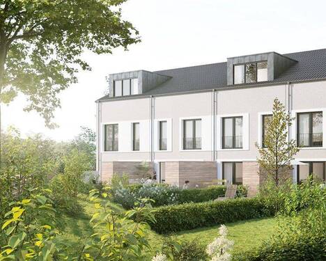 Ausschnitt III.1-III.3 Gartenansicht RH - . NEUBAU . Reihenendhaus ca. 171 m² Wfl. . sonniger Gartenanteil . Rodehof . Tiefgarage mgl.