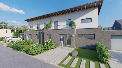 Außenansicht (Visualisierung) - Neubau-Doppelhaushälfte mit Garage - Wohnen in bester Lage von Rheinberg-Vierbaum!