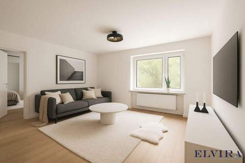 Wohnbereich Staging - ELVIRA - Schwabing-West: großzügige 2 Zimmer-Wohnung mit Balkon