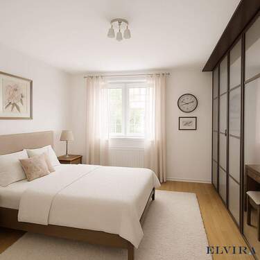 Schlafzimmer Staging - 2 Zimmer Etagenwohnung in München