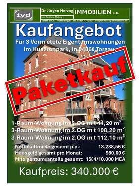 Info 1 - Paketkauf von 3-Vermieteten-Eigentumswohnungen im Husarenpark, in 04860 Torgau