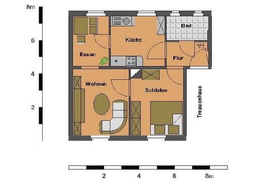 Bsp. (ohne Esszimmer) - Etagenwohnung mit 47,30 m² in Oschersleben zur Miete