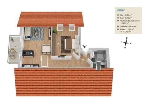 Wohnungstyp Dachgeschoss WE10 - Etagenwohnung mit 58,10 m² in Bergisch Gladbach zum Kaufen