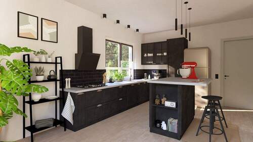 Moderne Küche mit Inseltresen - 5 Zimmer Einfamilienhaus in Plauen Vogtl