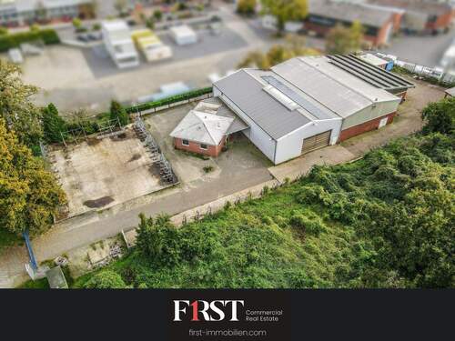 Außenansicht - Vielseitig nutzbare Industriehalle mit Bürokomplex im Gewerbegebiet von Haren (Ems)