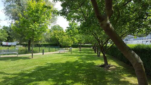 Großer grüner parkähnlicher Innenhof - 