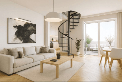 Wohnzimmer - Traumhafte Neubauwohnung - Maisonette Wohnung im Herzen der Stadt