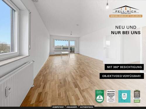 Neu & Nur bei Pell-Rich - SONNENGLÜCK: Stilvolle 3-Zimmer-Wohnung mit Balkon in Neureut zur Vermietung