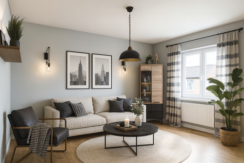 Wohnzimmer Digitales Staging - 2 Zimmer Etagenwohnung zum Kaufen in Herne