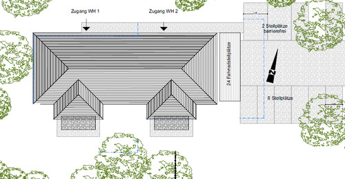 Lageplan des Hauses und der Stellplätze - 
