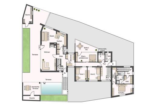 1. OG Alternative mit Schlafzimmer auf einer Ebene - 