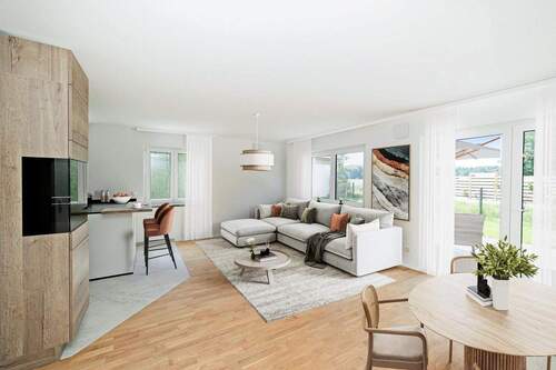 Küche, Wohnen - 6 Zimmer Doppelhaushälfte in Brunnthal