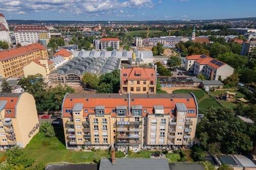Luftbild Rückansicht Gebäudekomplex - 2 Zimmer Etagenwohnung in Dresden