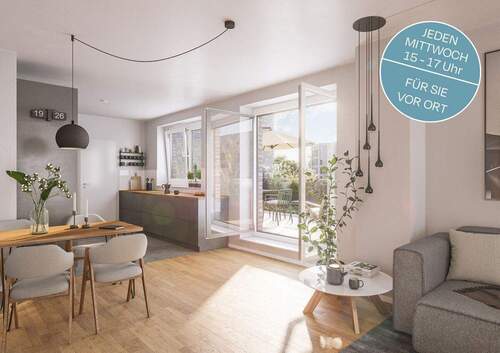 Wohnzimmer OG_Emma+August_Vor Ort - Eckwohnung mit Weitblick & Sonnenbalkon - 3-Zimmer mit großem Wohnbereich und Homeoffice-Möglichkeit