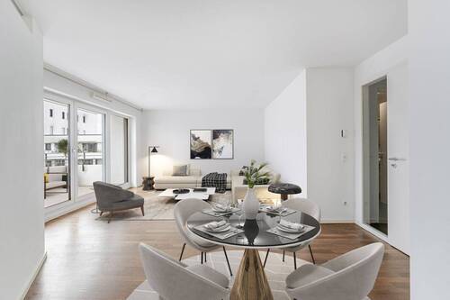 Wohn-/Esszimmer - virtuelles Staging - 3 Zimmer Etagenwohnung in Unterschleißheim