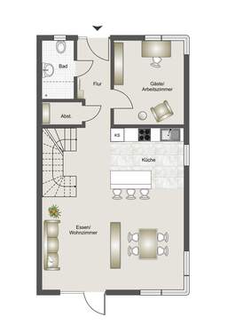 Erdgeschoss (schematisch dargestellt) - 