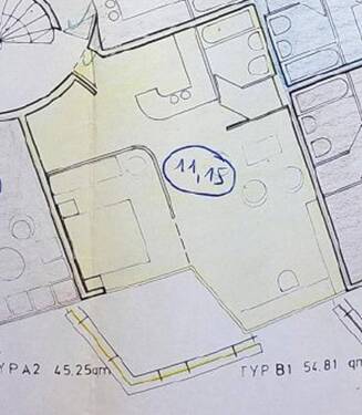 Wohnung 11 Grundriß alte Aufteilung - 