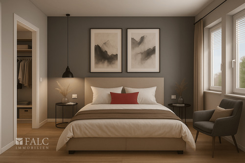 Visualisierung Schlafzimmer - Etagenwohnung mit 90,80 m² in Augsburg zum Kaufen