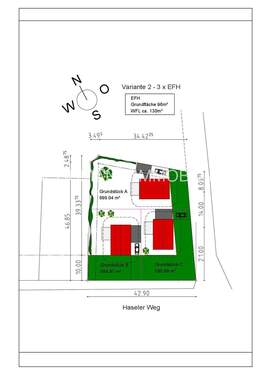 Lageplan Variante 2 - 3 x EFH-001 - Grundstück zum Kaufen in Oldenburg / Ohmstede