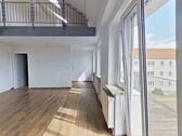 Ansicht III: Wohn- und Esszimmer mit offenem Küchenbereich - 2 Zimmer Etagenwohnung in Lutherstadt Wittenberg