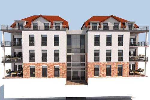 Ansicht Beethovenstraße Walmdach 251009.jpg - 2 Stadthäuser mit 8 Wohnungen + Tiefgarage im Villenviertel von Markkleeberg - Straßenbahn + See fußläufig zu erreichen (Neubauprojekt)!