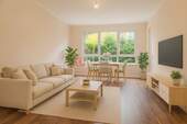 Wohn- und Essbereich - Virtual Staging - Terrassenwohnung mit 80,00 m² in Frankfurt zum Kaufen