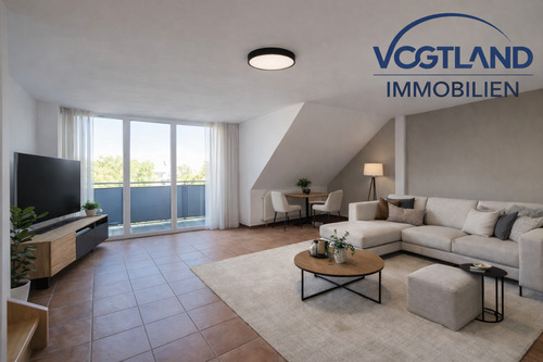 Wohnzimmer - Exklusive 3-Raum Maisonette-Dachgeschosswohnung mit PKW Stellplatz im beliebten Gebiet Schloßchemnitz