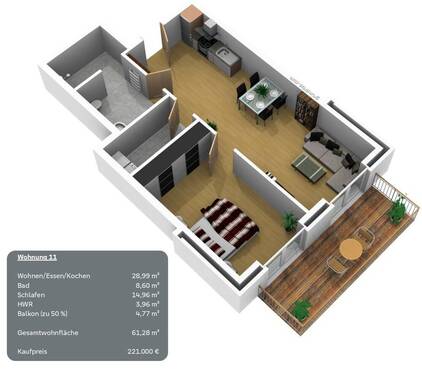 Wohnung 11 - Etagenwohnung mit 61,30 m&sup2; in Werlte zum Kaufen