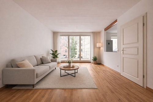 Visualisierung: Wohnzimmer - Bezugsfrei in Friedrichshain: ruhige 3-Zimmer-Wohnung mit Balkon und Aufzug nahe Volkspark