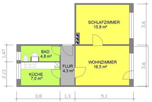 GR_Re.jpeg - 2 Zimmer Etagenwohnung zur Miete in Eisenach