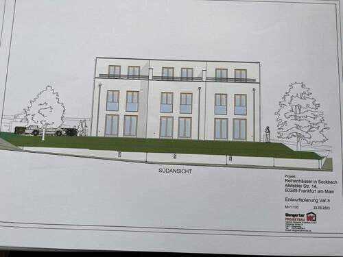 Gartenseite - Frankfurt-Seckbach Reihenhaus in bester Lage Neubau-Erstbezug