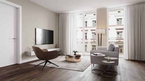 Wohnzimmer (Beispielbild) - Ihr Traum vom eigenen Zuhause: Erstbezug - Exklusive 3-Zimmerwohnung im Neubau