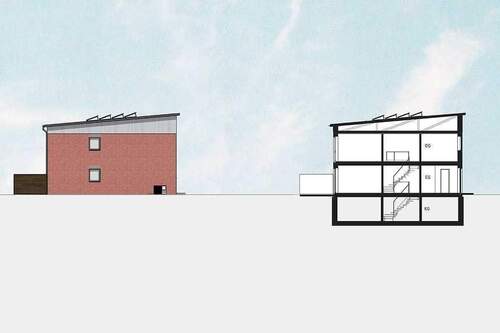 Schnitt-und-Giebelansicht Haus 18 - 
