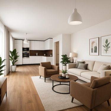 Wohnzimmer - Küche - 3 Zimmer Etagenwohnung in Rudersberg
