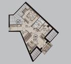 2-Zimmer-DG-Wohnung - Grundriss Garching / Vorschlag Möbelierung - Etagenwohnung mit 57,00 m&sup2; in Garching zum Kaufen
