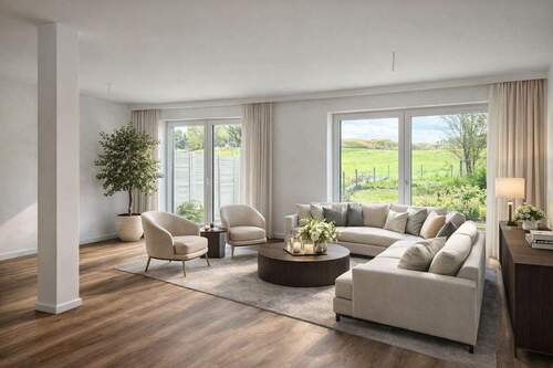 Helles Wohnzimmer mit Blick ins Grüne.jpg - 5 Zimmer Doppelhaushälfte zum Kaufen in Dießen am Ammersee