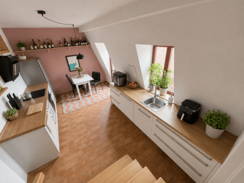 Küche mit französischem Balkon - 