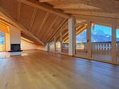 Wohnbereich mit Sichtdachstuhl - 3 Zimmer Etagenwohnung zum Kaufen in Garmisch-Partenkirchen