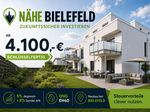 Invest mit hoher Afa - Bei BIELEFELD: 6er QNG-NEUBAU. Invest mit doppelt AfA plus KfW296- Förderung.