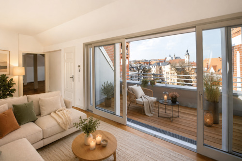 Wohnen mit Loggia - Urbaner Rückzugsort mit Charakter - exklusive Dachgeschosswohnung mit Domblick