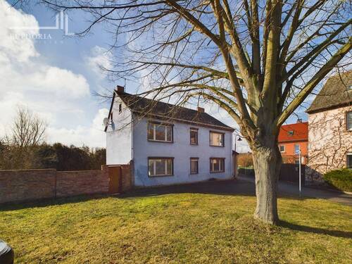 Hauptansicht vom Dorfkern - Preis-Senkung: Bauernhaus mit Stall- und Scheunengebäude und großer Weidefläche zu verkaufen (Kernsanierung notwendig)