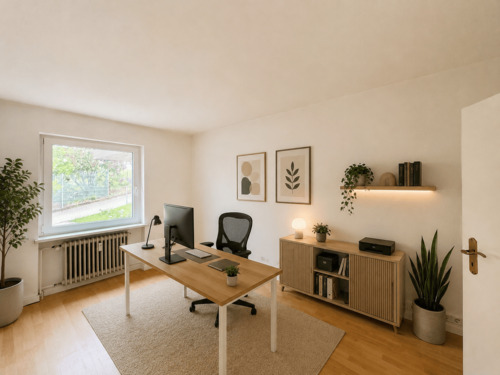 Lichtes Arbeitszimmer eingerichtet - 